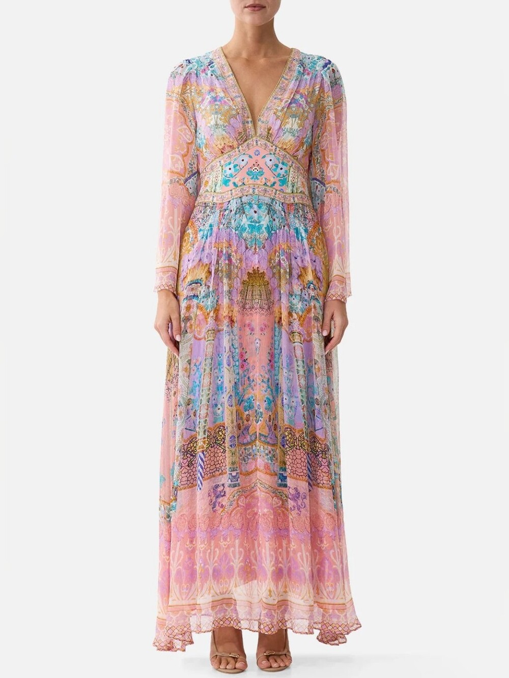 Camilla Flared Sleeve Dress In Howdy Gaudi